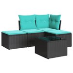 vidaXL Salon de jardin 5 Pièces avec coussins noir résine tressée