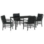 vidaXL Ensemble de salle à manger pour jardin 5 Pièces Noir polyrotin