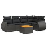 vidaXL Salon de jardin 6 Pièces avec coussins noir résine tressée