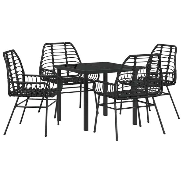 vidaXL Ensemble de salle à manger pour jardin 5 Pièces Noir polyrotin