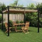 vidaXL Tonnelle de jardin avec toit rétractable taupe 3x3 m acier
