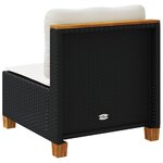 vidaXL Canapé de jardin sans accoudoirs coussins noir résine tressée