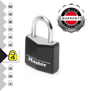 9130EURDBLK Cadenas à Clé en Aluminium Massif recouvert de Vinyle  noir  3 x 5 2 x 1 6 cm