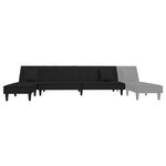 vidaXL Canapé-lit en forme de L noir 255x140x70 cm velours