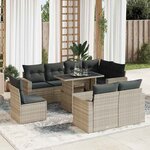 vidaXL Salon de jardin 9 Pièces avec coussins gris clair résine tressée