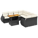 vidaXL Salon de jardin 9 Pièces avec coussins noir résine tressée