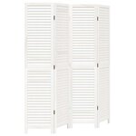 vidaXL Cloison de séparation 4 panneaux blanc bois de paulownia massif