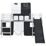 vidaXL Lit mezzanine pour enfants Blanc et Noir 74 5 x 190 cm Métал