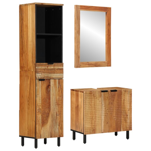 vidaXL Ensemble de meubles de salle de bain 3 pièces en bois d'acacia naturel