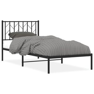 vidaXL Cadre de lit métal sans matelas avec tête de lit noir 90x200 cm