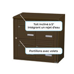 Bloc collectif leabox.com  2x2  grade 3  simple face  Extérieur  fixation murale  Brun Sepia RAL 8014 finition brillante