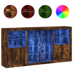 vidaXL Buffet avec lumières LED chêne fumé 202x37x100 cm