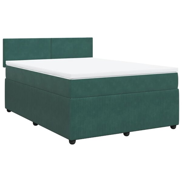 vidaXL Sommier à lattes de lit et matelas Vert foncé 140x200cm Velours