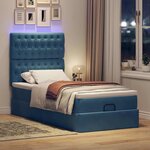 vidaXL Cadre de lit ottoman avec matelas bleu foncé 100x200 cm velours