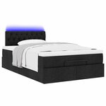 vidaXL Lit ottoman avec matelas et LED noir 120x190 cm tissu