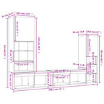 vidaXL Unités murales TV avec LED 4 Pièces gris sonoma bois d'ingénierie