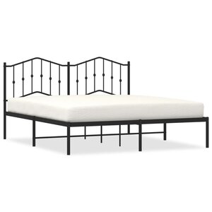 vidaXL Cadre de lit métal sans matelas et tête de lit noir 160x200 cm