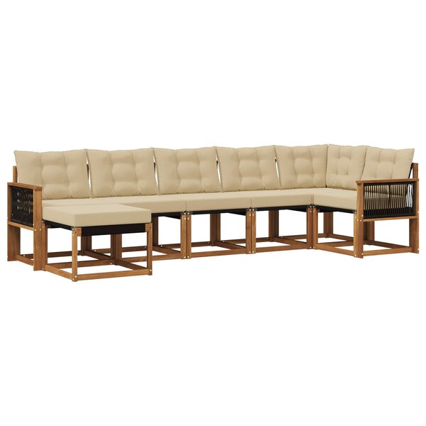 vidaXL Ensemble de canapés d'extérieur 7 pc Naturel et Beige