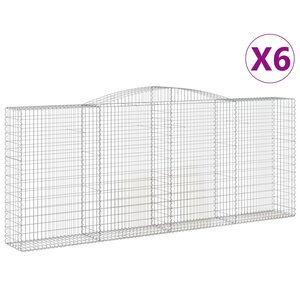 vidaXL Paniers à gabions arqués 6 Pièces 400x50x160/180 cm fer galvanisé