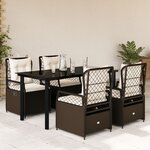 vidaXL Ensemble à manger de jardin 5 Pièces et coussins marron poly rotin