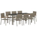vidaXL Ensemble de salle à manger pour jardin 9 Pièces Gris