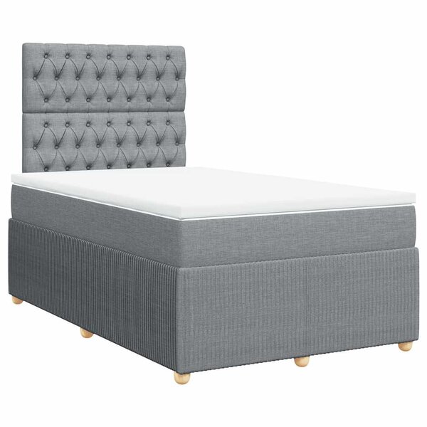 vidaXL Sommier à lattes de lit avec matelas Gris clair 120x200cm Tissu