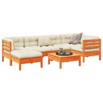 vidaXL Salon de jardin 7 Pièces avec coussins cire marron bois pin massif