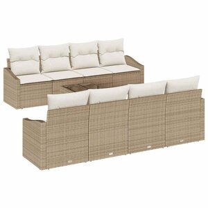 vidaXL Ensemble de canapé de jardin 9 Pièces Beige  Crème 55 x 55 x 37 cm