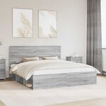 vidaXL Cadre de lit Gris Sonoma 180 x 200 cm Pin massif