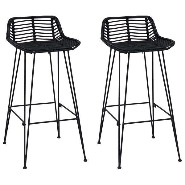 vidaXL Tabouret de bar 2 Pièces Noir 44 x 46 x 91 cm Rattan et Acier