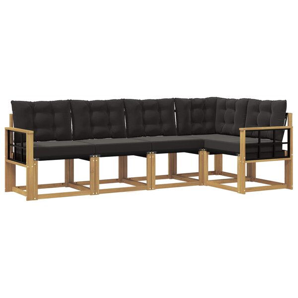 vidaXL Ensemble de canapés d'extérieur 5 pc Blanc et noir