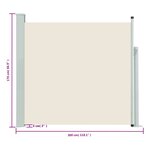 vidaXL Auvent latéral rétractable de patio 170x300 cm Crème