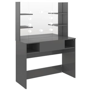 vidaXL Table de maquillage avec éclairage LED MDF Gris brillant