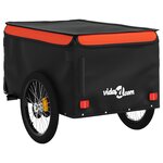 vidaXL Remorque de vélo noir et orange 45 kg fer