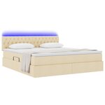 vidaXL Lit de rangement LED avec matelas Crème 180 x 200 cm Tissu