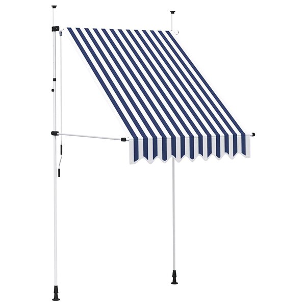 vidaXL Auvent rétractable manuel 150 cm Rayures bleues et blanches