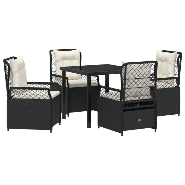 vidaXL Ensemble de salle à manger de jardin 5 pièces Rattan poly noir