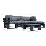 vidaXL Salon de jardin palette 4 Pièces avec coussins gris bois