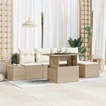 vidaXL Canapé de jardin 6 pièces avec coussins en poly rotin beige