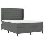 vidaXL Lit à ressorts avec matelas Gris foncé 140 x 200 cm tissu
