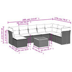 vidaXL Salon de jardin 9 Pièces avec coussins noir résine tressée