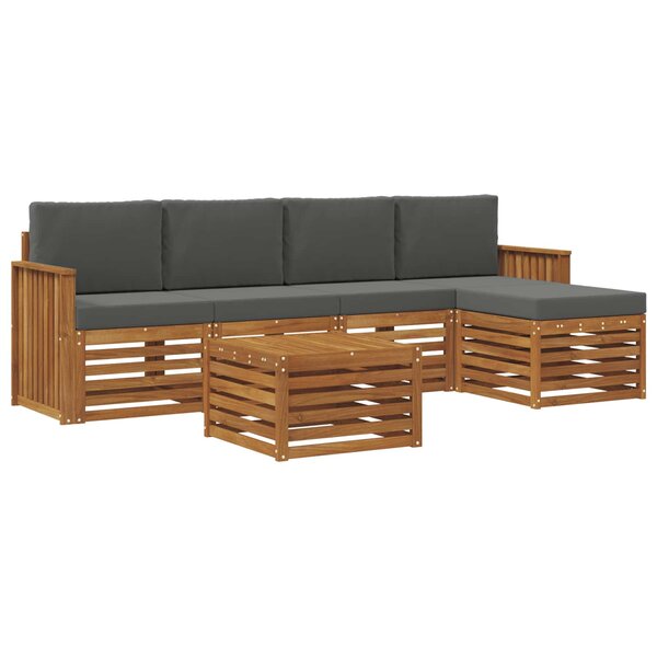vidaXL Ensemble de canapés d'extérieur 6 Pièces Naturel et Anthracite