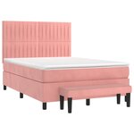 vidaXL Sommier à lattes de lit avec matelas Rose 140x200 cm Velours