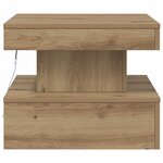 vidaXL Table basse avec lumières LED chêne artisanal 50x50x40 cm