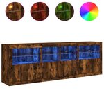 vidaXL Buffet avec lumières LED chêne fumé 202x37x67 cm