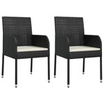vidaXL Ensemble à manger de jardin avec coussins 3 Pièces Noir