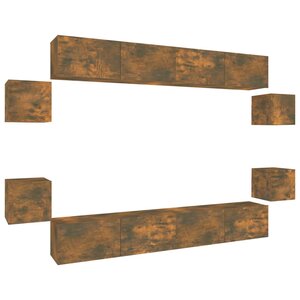 vidaXL Ensemble de meubles TV 8 Pièces Chêne fumé Bois d'ingénierie