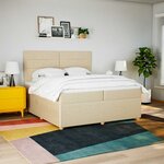 vidaXL Sommier à lattes de lit avec matelas Crème 200x200 cm Tissu