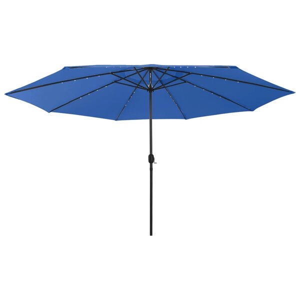vidaXL Parasol de jardin avec lumières LED et mât en métal bleu azuré