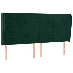 vidaXL Tête de lit avec oreilles Vert foncé 203x23x118/128 cm Velours